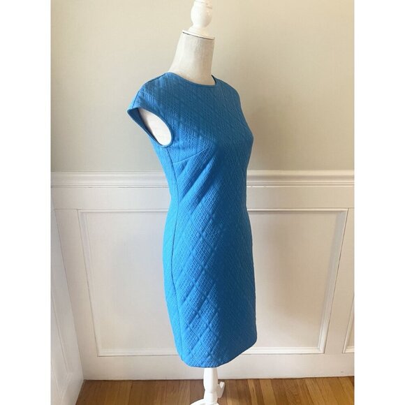 Donna Morgan Blue Textured Stretch Sheath Dress Size 2 - Picture 3 of 5